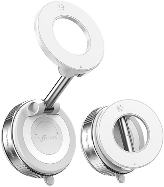 비티냐 맥세이프 거치대 차량용 360도 회전 접이식 진공 흡착 다이얼형, 1세트, 매트화이트