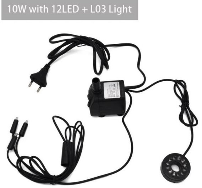 LED 조명이 달린 분수 펌프 물고기 탱크 물 펌프 정원 바위 분수 물고기 공기 펌프 수족관 장식, 1개