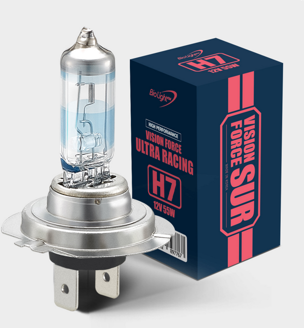 코란도 투리스모(13~19년) 170% 밝은 자동차 전조등 램프 바이오라이트 슈퍼 울트라 레이싱 H7 2개입(1세트), 2개, 슈퍼울트라레이싱 H7