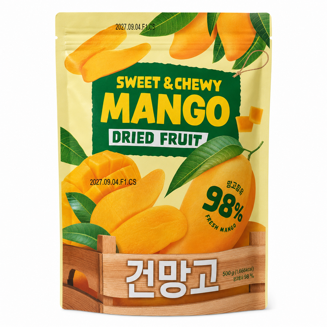 스위트앤츄이 베트남 건망고 98% 대용량 500g 쫀득한 말린망고 건과일 간식 사무실 캠핑 여행용 가족간식 홈카페 디저트 과일간식, 1개