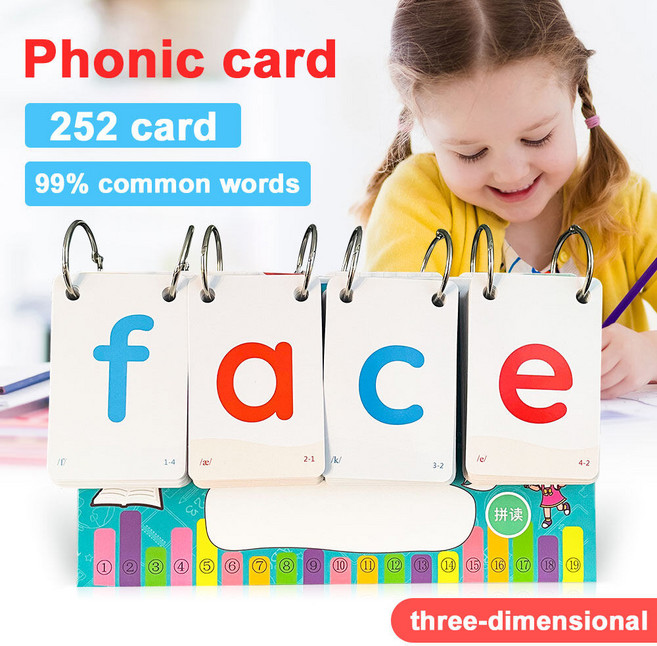 252Pcs English Phonics 탁상용 달력 알파벳 단어 보기 플래시카드 조기 교육 학습 영어 단어 카드 뒤집기 유아 장난감, 1개