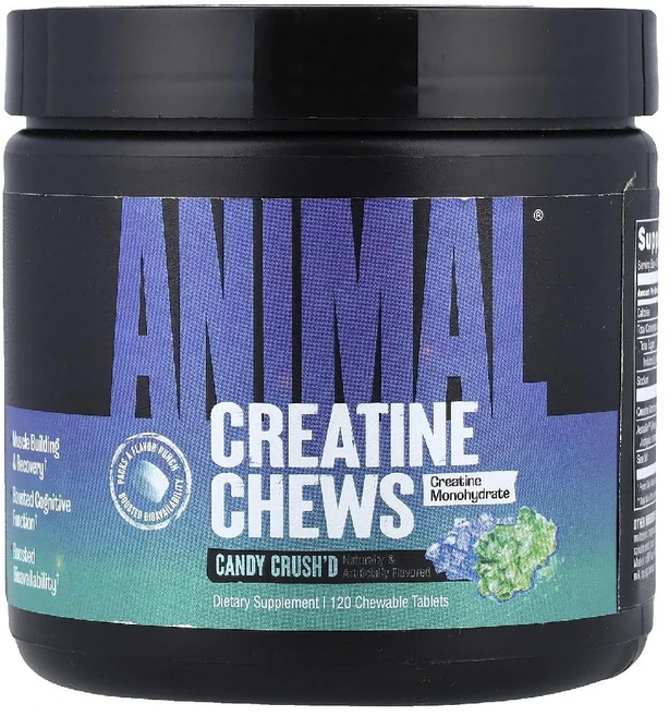 애니멀 크레아틴 5g 모노하이드레이트 캔디 크러쉬드 츄어블 120정, 1 - 쿠팡