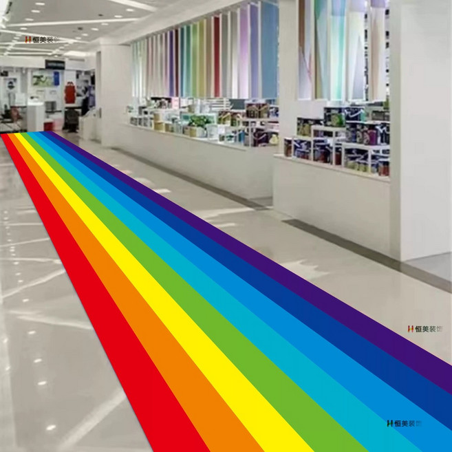 무지개 PVC 바닥 시트지 접착식 스티커 탈부착 복도 유도 시트지 레인보우 컬러 홀 매장, 주문제작다른사이즈콘텐츠(고객 서비스에 문의)