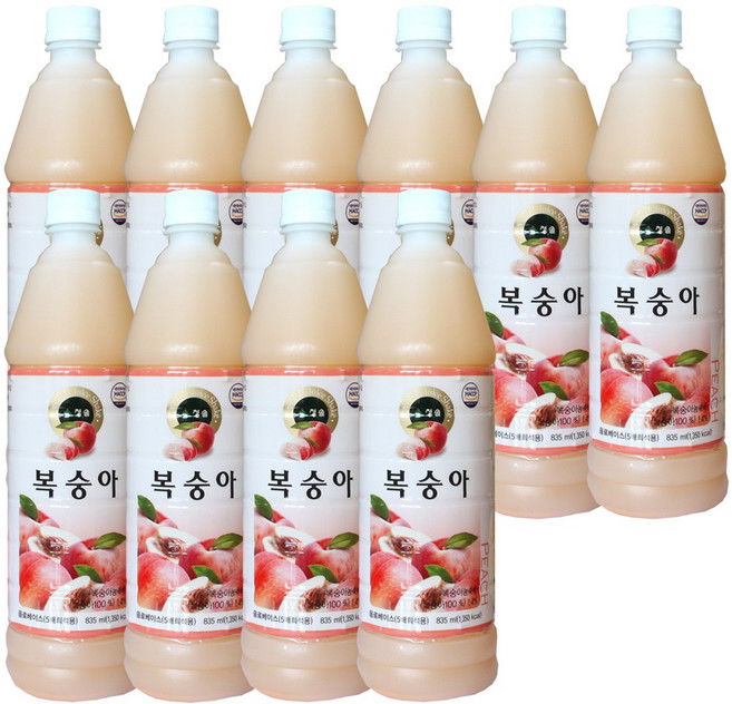 청솔 복숭아 원액 음료베이스, 835ml, 10개