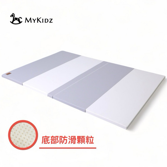 MyKIDZ 升級版遊戲墊 4公分厚 無縫五摺 防滑爬行地墊 140x200公分 灰白 台灣檢驗合格, （防滑版）140*200無縫五摺墊-灰白