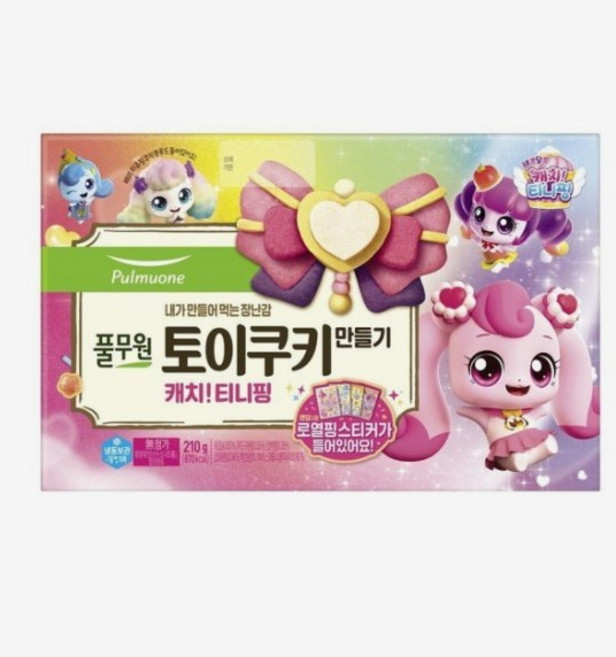 어린이 날 간식 풀무원 토이 쿠키 만들기 캐치 티니핑 로열 핑 스티커 (35gx6구), 210g, 1개