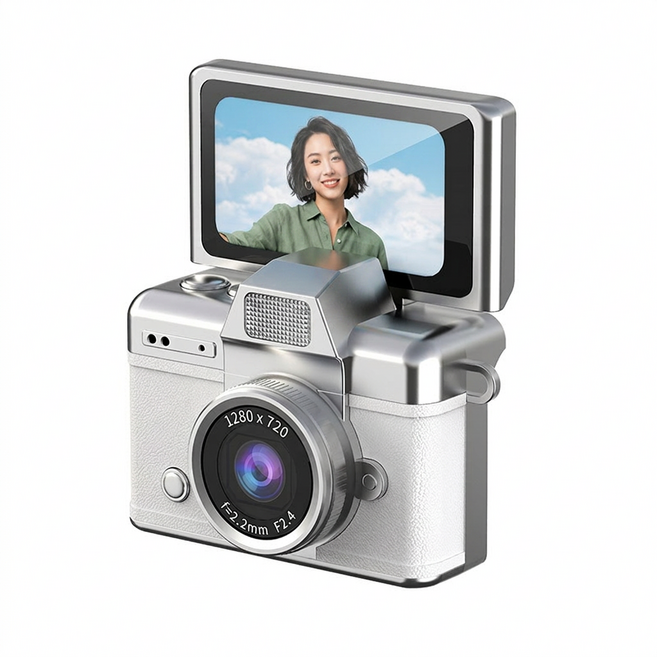 SorJar 미니 카메라 고화질 초소형 1080p 휴대용 즉석카메라 64GB, 흰색