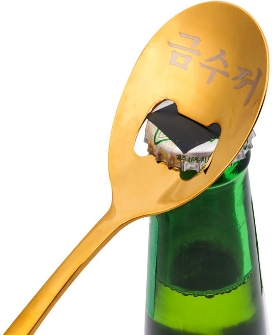 이응이응 금수저 숟가락 병따개 스푼 맥주 오프너 풀세트 인싸 챌린지, 1개, 골드