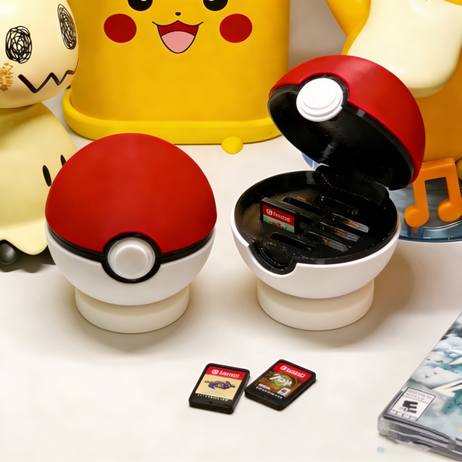 닌텐도스위치 칩 카트리지 보관함 케이스 포켓몬 몬스터볼, 1개, 핑크