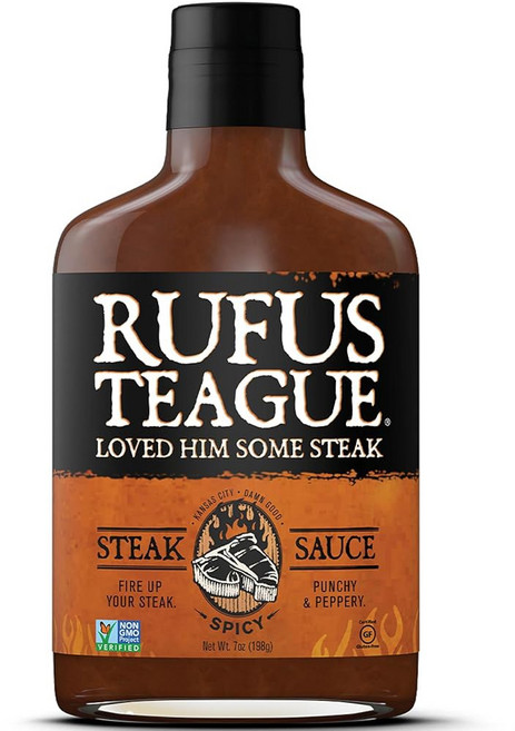 루퍼스 티그 오리지널 스테이크 소스 천연 재료를 사용한 프리미엄 바비큐 수상 경력에 빛나는 대담한 맛 글루텐 프리 비-GMO 7온스, Spicy Steak Sauce, 1 Pack