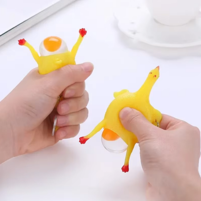 광휘몰 귀엽 닭 말랑이 코믹 키링 열쇠고리 알낳는 치킨인형 주물럭 꼬꼬피젯, 닭말랑이키링, 1개