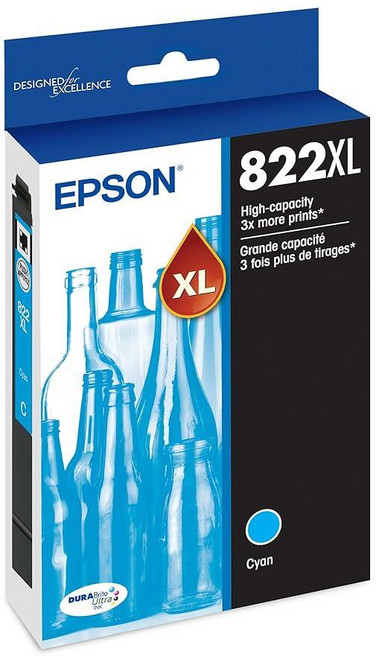 EPSON 822 DURABrite 울트라 잉크 대용량 시안 카트리지T822XL220-S는 WorkForce Pro WF-3820 3823 4820 4830 4833 4, High Capacity
