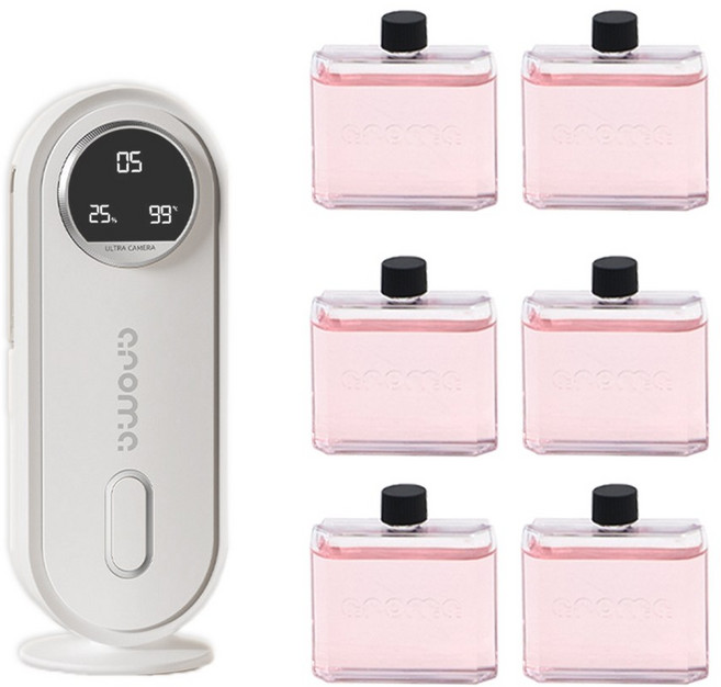 HK sell 시에트 스마트 전자 디퓨저 USB 충전식 7단계 자동분사 미스트, 디스펜서+치자블룸 6개, 45ml, 1개