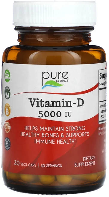 Pure Essence 비타민-D 5000IU 베지 캡슐 30정, PureEssence비타민D5000IU베지캡슐30정, 1개 - 쿠팡