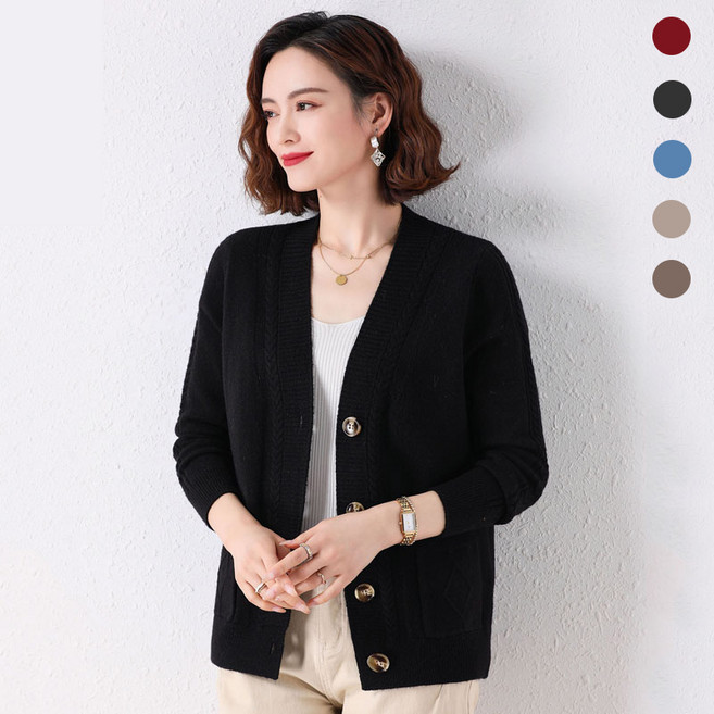 Asure 여성 루즈핏 가디건 스웨터 코트 봄가을 긴팔 니트 조끼 엄마옷
