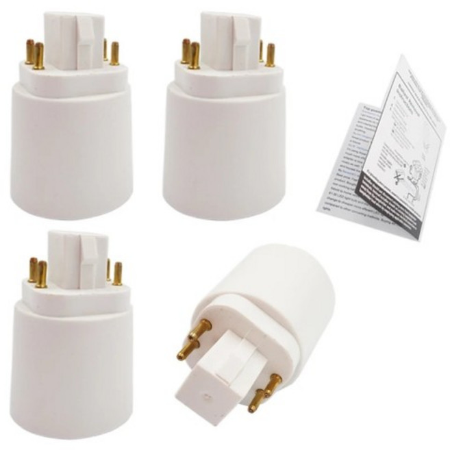 2pcs G24 4Pin CFL 램프베이스 E26 라이트 소켓 전구 홀더 어댑터 변환기 CE Rohs Rewire 바이 패스 밸러