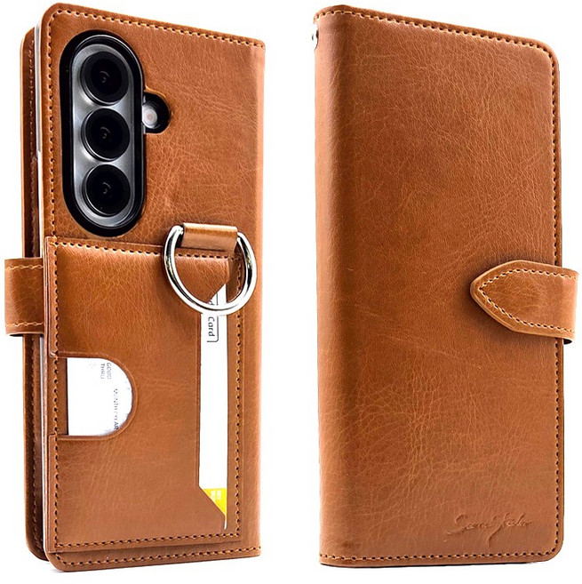 갤럭시 Z폴드7 6 5 4 3 2 1 전자파케어 뒷면카드수납 핑거링 Z폴드 Z FOLD용 지갑형 다이어리 핸드폰 케이스