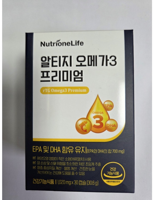 뉴트리원 알티지 오메가 3 프리미엄, 30정, 30.6g, 1개
