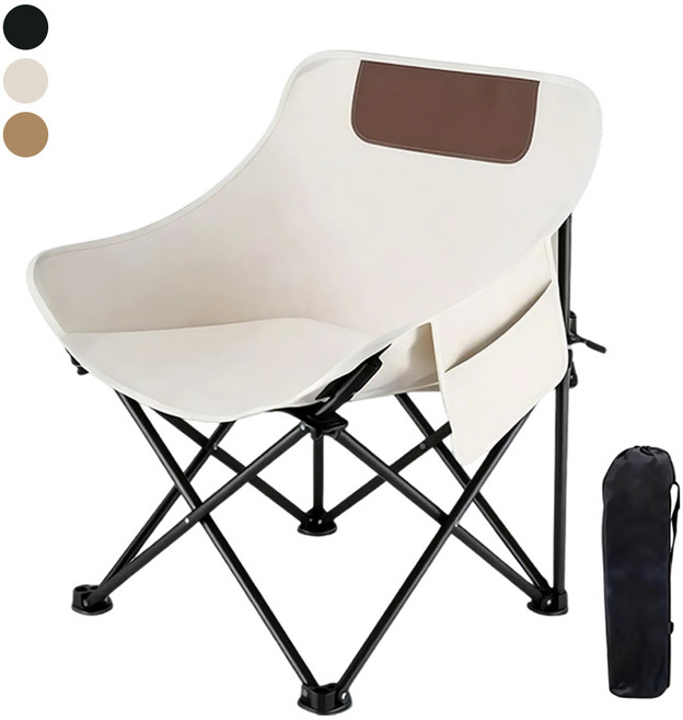 접이식 캠핑 의자 초경량 휴대용 낚시 의자 야외 폴딩 체어 컵홀더 수납가방 포함, 1개, 베이지