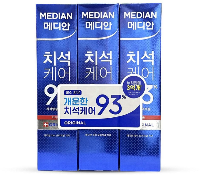 메디안 케어 오리지날 치약 120g 3개입 잇몸 민트 불소 에좋은 치약 제거