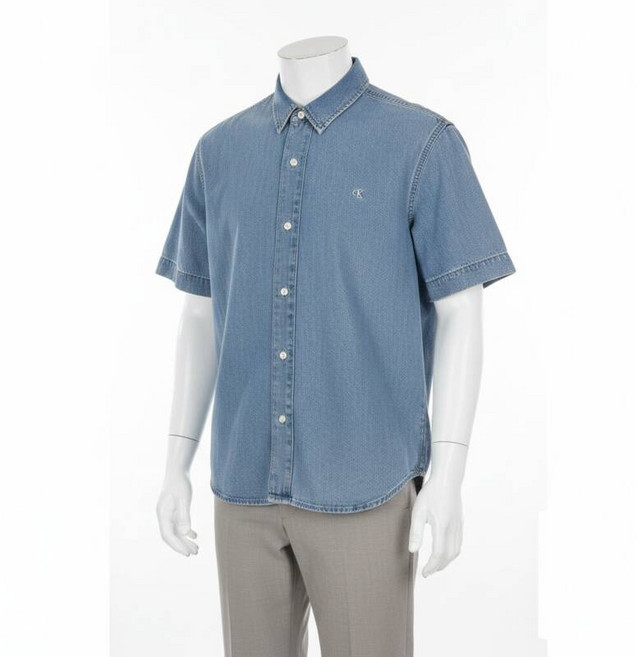 캘빈클라인 진 남성 오버핏 반팔 데님 셔츠 4RAB714 386612
