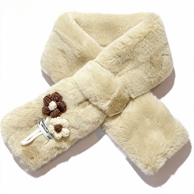 캔디스토어 부드러운 프리밍크 플라워 퍼머플러 여자 겨울 패션 보온 목도리