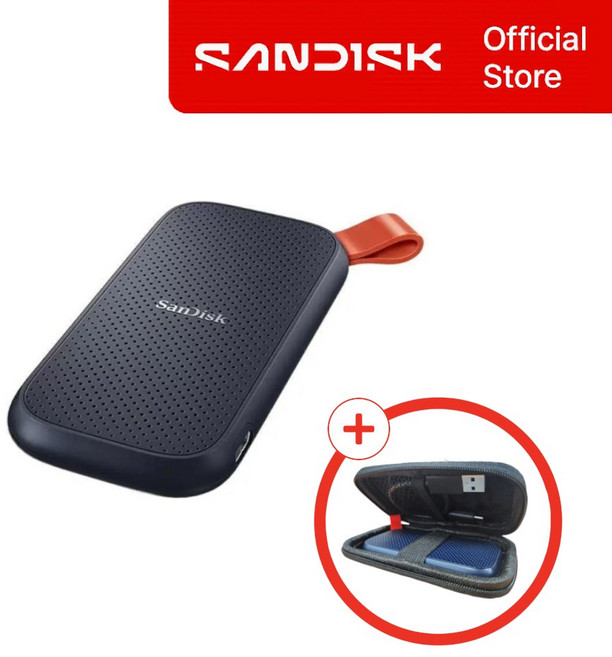 샌디스크 외장SSD 포터블 E30 대용량 고성능 + 보관 케이스 패키지, 블랙, 2TB