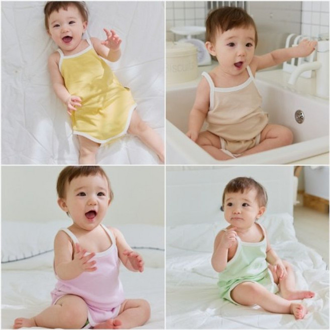 아이숲 아동용 레인보우 40수 끈나시슈트 바디슈트