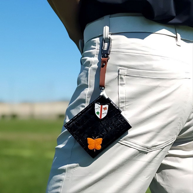 스콜피 골프 볼타올 4가지 기능 장갑홀더 볼마커 골프티 가죽끈 골프공수건 세트, 1세트, 블랙