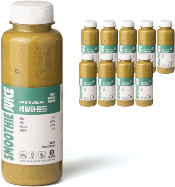 쥬스어트 케일아몬드 주스 클렌즈 스무디, 300ml, 10개