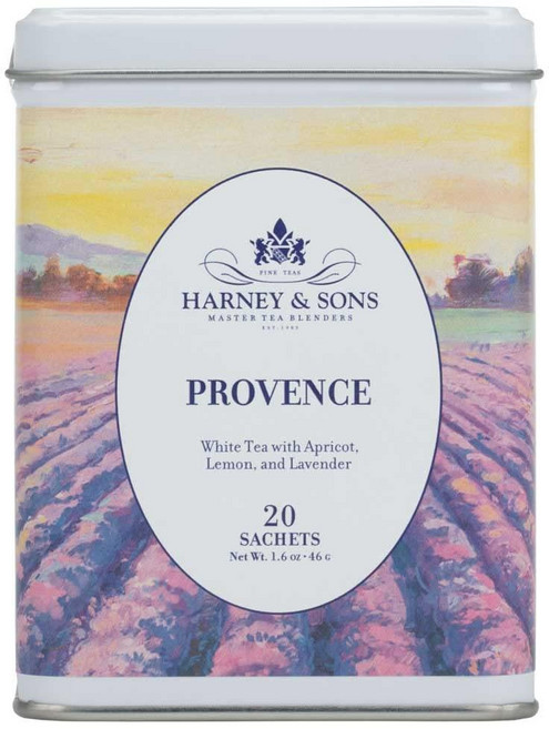 Harney & Sons 프로방스 티 살구 레몬 라벤더 향이 나는 백차, 1개, 1개입