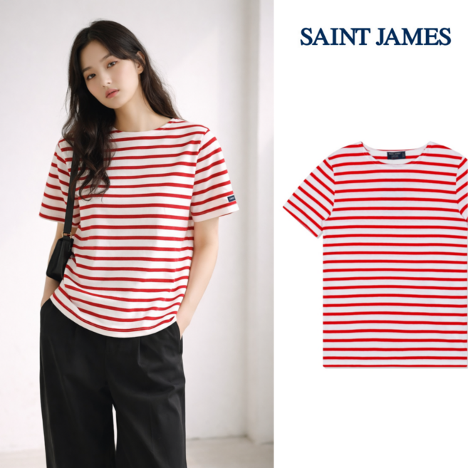 세인트제임스 반팔티 레반트 모드 E 스트라이프 여성 2068-KD