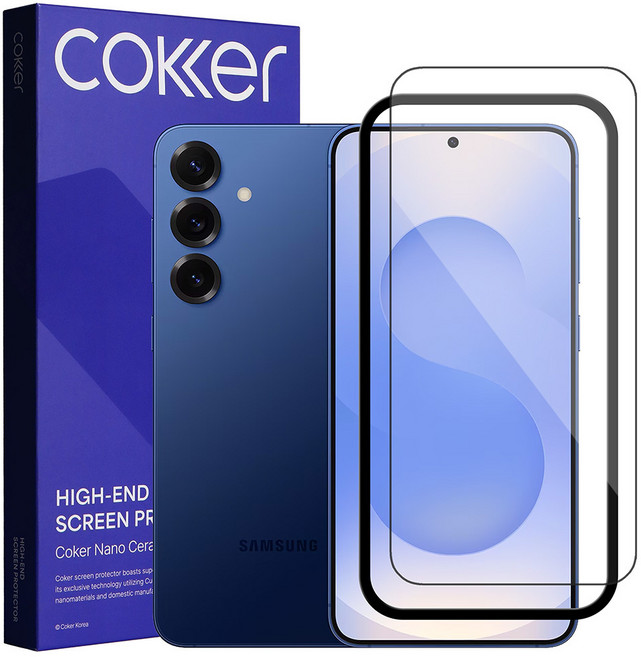 코커 선명한 갤럭시 강화유리 액정 보호필름 실크글라스 이지핏, 2개