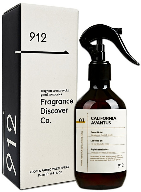 912 룸 앤 패브릭 멀티 스프레이 섬유향수, 캘리포니아 어반투스, 250ml, 1개