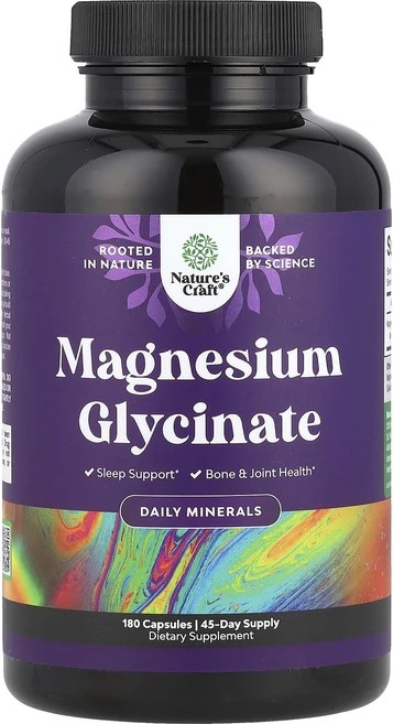 건강챙기세요 Nature's Craft 마그네슘 글리시네이트 캡슐 180정(캡슐 1정당 100mg) 백살까지오래오래, NaturesCraft마그네슘글리시네이트캡슐180정캡슐, 1개 - 쿠팡