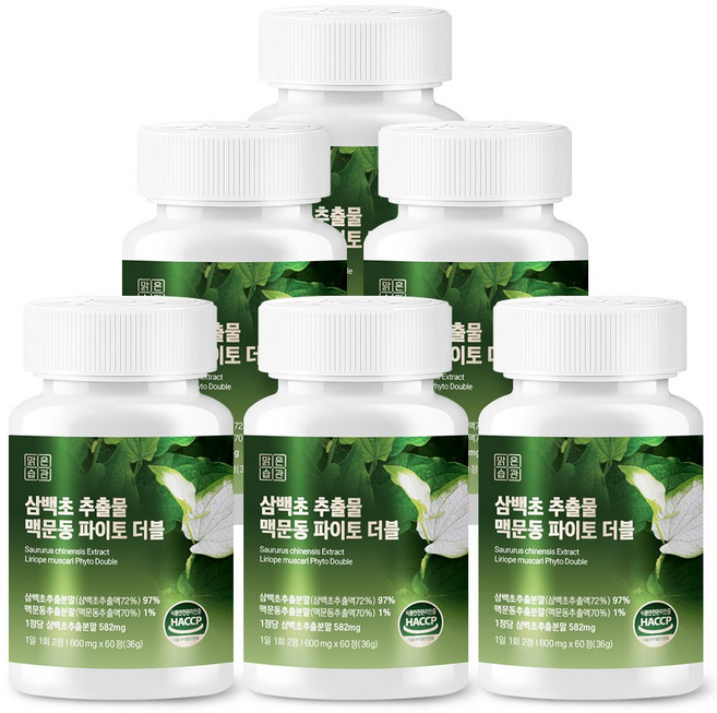 삼백초 추출물 맥문동 파이토 더블, 6개, 60정