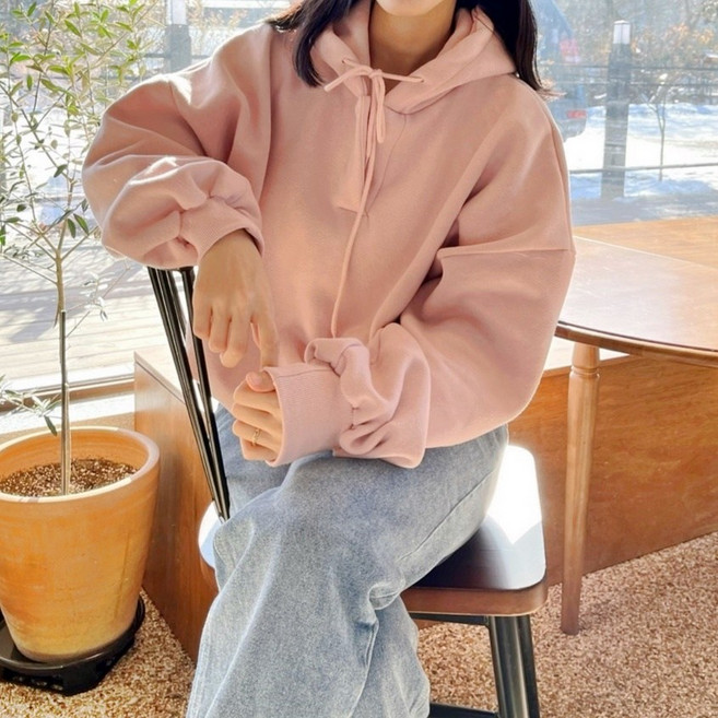 양기모 카라 브이넥 후드 핑크1col (무료배송)