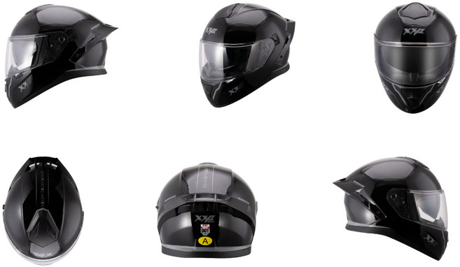 xxp 全罩式安全帽 雙鏡片設計 國際安全雙認證, A1 GLOSS BLACK
