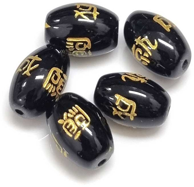 ALL 종교비즈 팔찌원석 8mm 옴자 소원성취 행운부적 한팩 4알 원석선택, 오벌소원성취(오닉스)