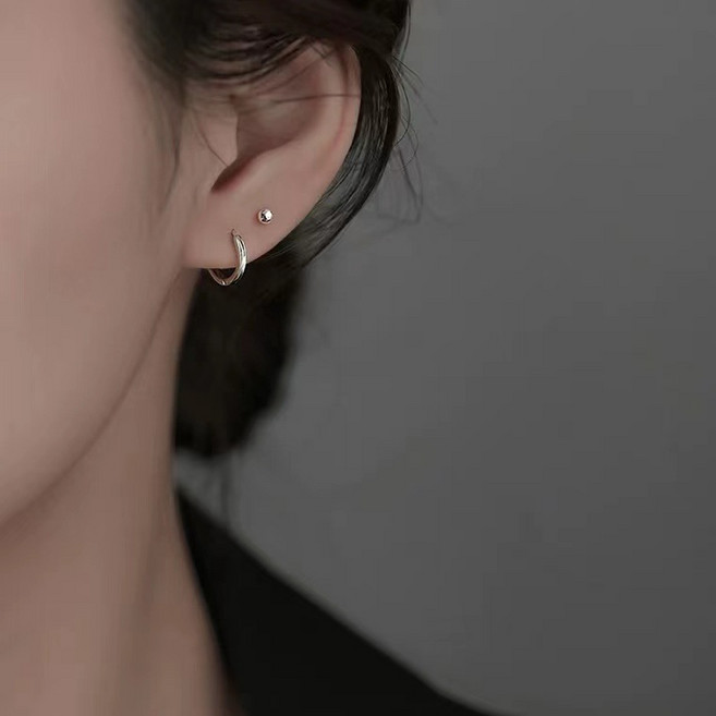 1+1 써지컬스틸 원터치 링귀걸이 심플 베이직 귀찌귀걸이