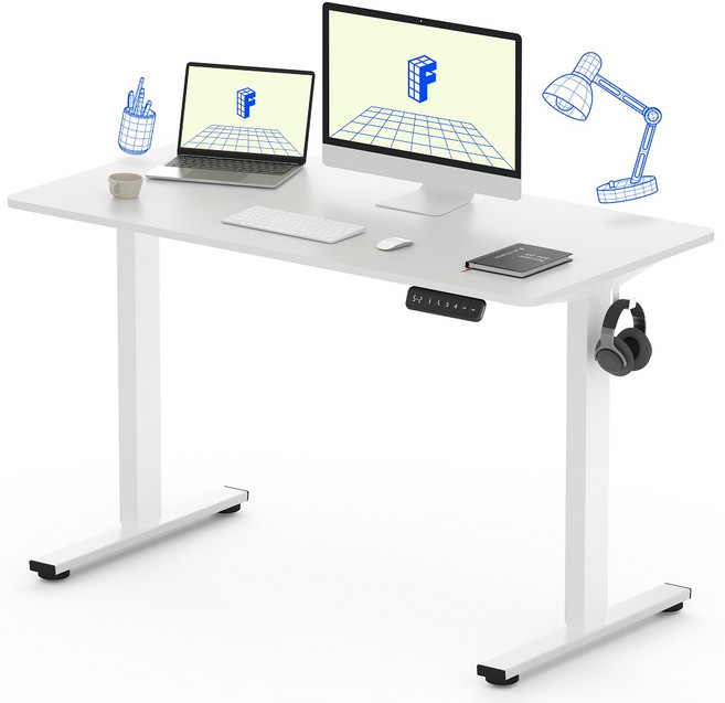 FlexiSpot 전동 모션데스크 EF1 컴퓨터책상 높이조절책상 A/S 5년 높이690-1100mm 학생책상 낮은 높이 사무실책상 게이밍책상, 화이트