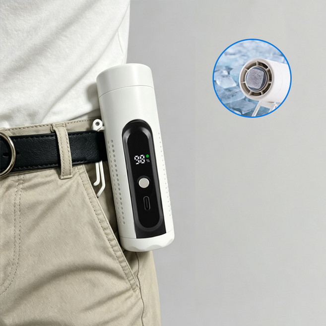 KIKOKO 무선 휴대용 냉각 허리걸이 선풍기 미니 선풍기, 화이트, F9A