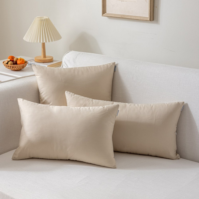 [99.9% 향균] 커버무드 알러지케어 소파 쿠션 + 솜 포함, 베이지