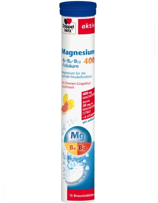 도펠헤르츠 마그네슘 400+ 비타민 B6 + B12 + 엽산 발포 정제 97.5g (15St), 1개, 15정 - 쿠팡