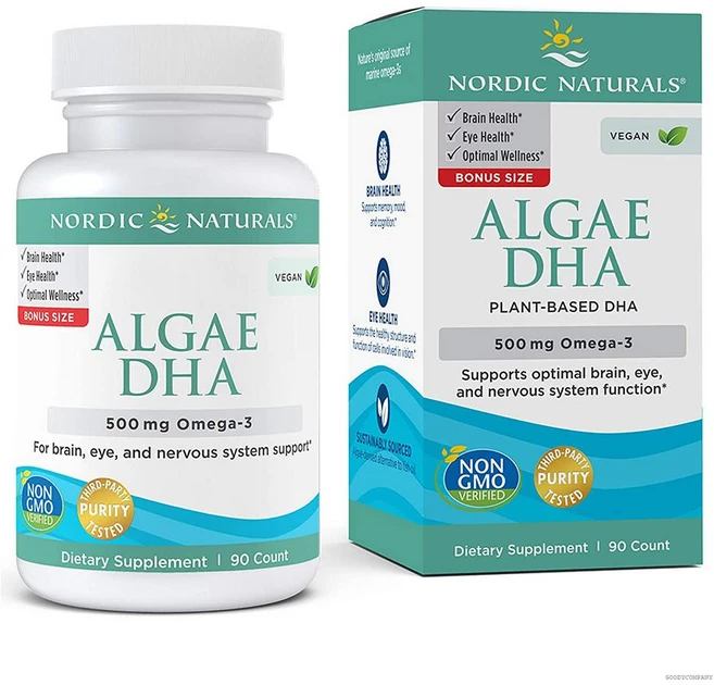 노르딕네츄럴 Algae 비건 Vegan DHA 500mg Omega 90정 45회분, 1개 - 쿠팡
