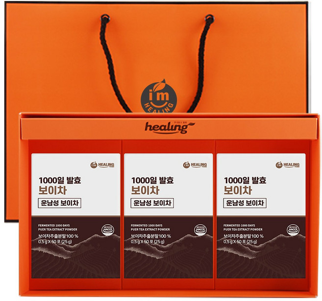 아임힐링 1000일 발효 운남성 보이차 스틱 식약청 인증 선물세트, 1세트, 3개입, 25g