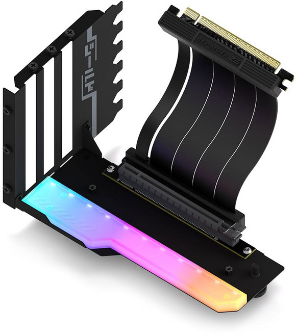 EZDIY-FAB 고속 PCIE 4.0 라이저 케이블이 있는 수직 GPU 마운트 ARGB 모듈 115mm/4.52인치 유연한 연장 90도 커넥터 완전히 열린 PCIe 슬, 블랙