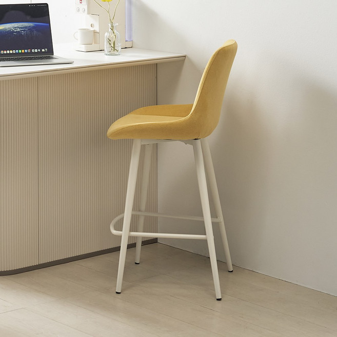 슈리 편한 아일랜드 식탁의자 높은 패브릭 홈바 의자 53cm, 1개, 옐로우
