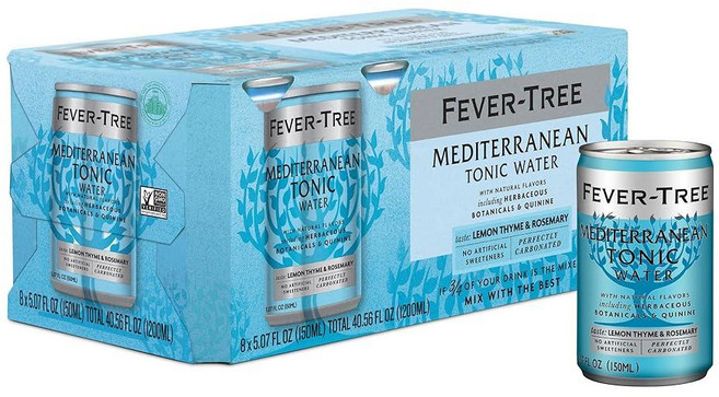 Fever-Tree Elderflower 토닉 워터 - 프리미엄 품질 믹서 - 칵테일 및 모크테일을 위한 상쾌한 음료 천연 원료 성분 인공 감미료 또는 색소 없음 - 140m, 가벼운 지중해, 5.06 Fl Oz (Pack of 8), 150ml