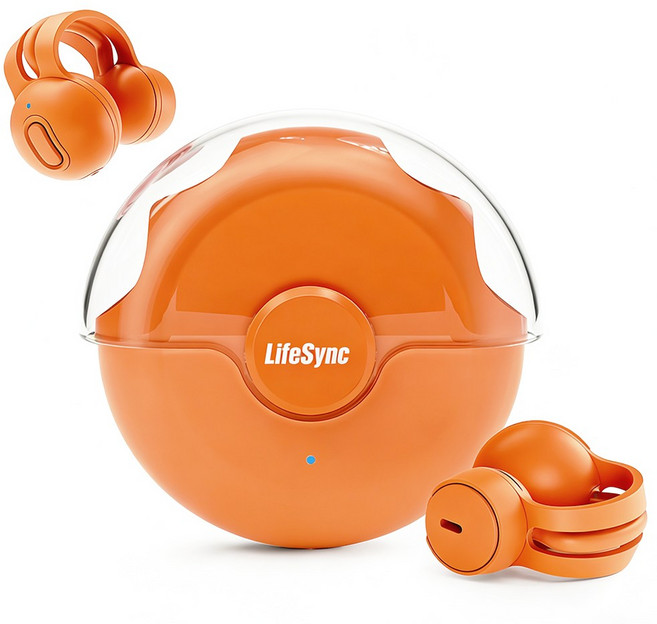 LifeSync 블루투스 이어폰 무선 방수 오픈 귀걸이형 고음질 블루투스 헤드폰 자동페어링, 오렌지, H08